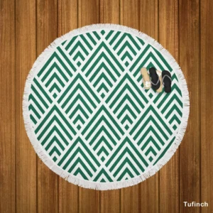 Green Rhombuses Pattern Round Beach Towel