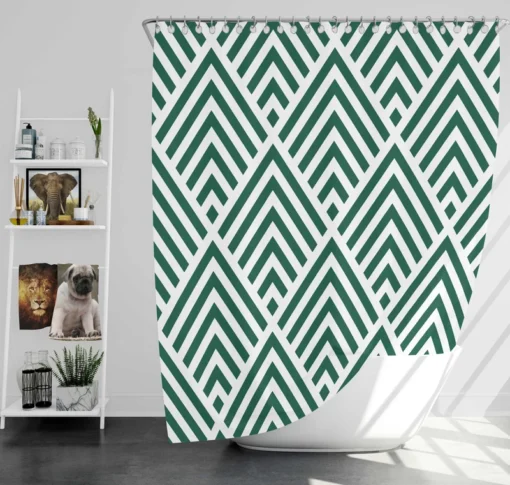 Green Rhombuses Pattern Shower Curtain