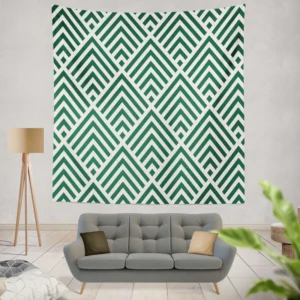 Green Rhombuses Pattern Wall Tapestry