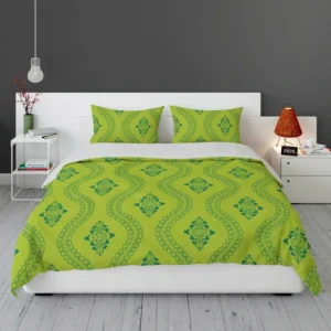 Green Thai Floral Design Bedding Set 1