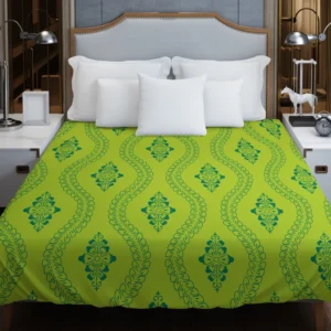 Green Thai Floral Design Duvet Cover