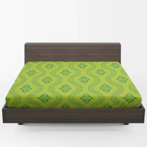 Green Thai Floral Design Fitted Sheet 1