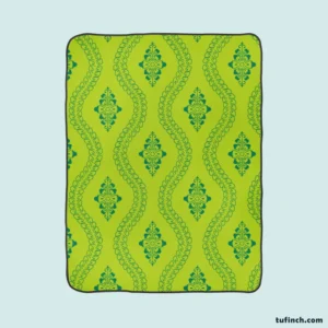 Green Thai Floral Design Fleece Blanket 1