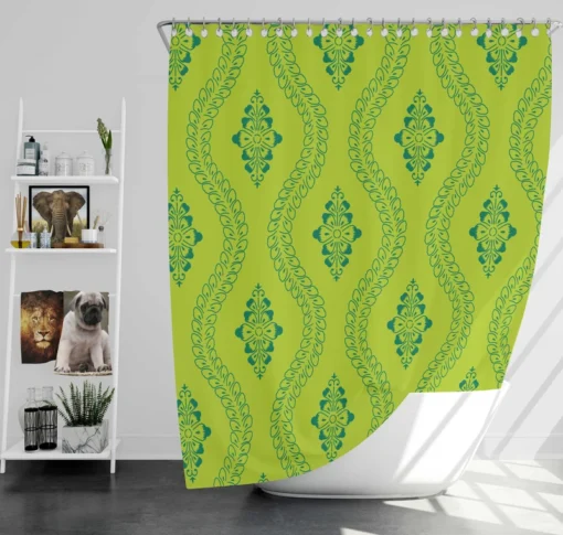 Green Thai Floral Design Shower Curtain