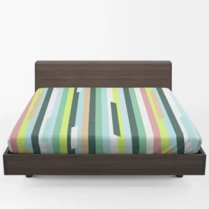 Green Theme Flat Stripes Pattern Fitted Sheet 1