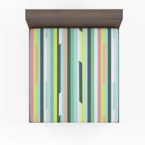 Green Theme Flat Stripes Pattern Fitted Sheet