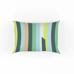 Green Theme Flat Stripes Pattern Pillow Case