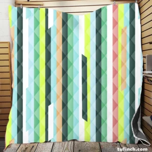 Green Theme Flat Stripes Pattern Quilt Blanket