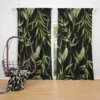 Green Tropical Leaves On Dark Curtain