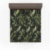 Green Tropical Leaves On Dark Fitted Sheet