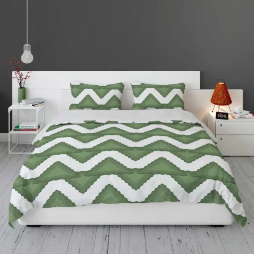 Green Wavy Chevron Bedding Set 1