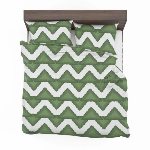 Green Wavy Chevron Bedding Set 2