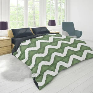 Green Wavy Chevron Duvet Cover 1