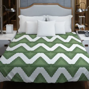 Green Wavy Chevron Duvet Cover