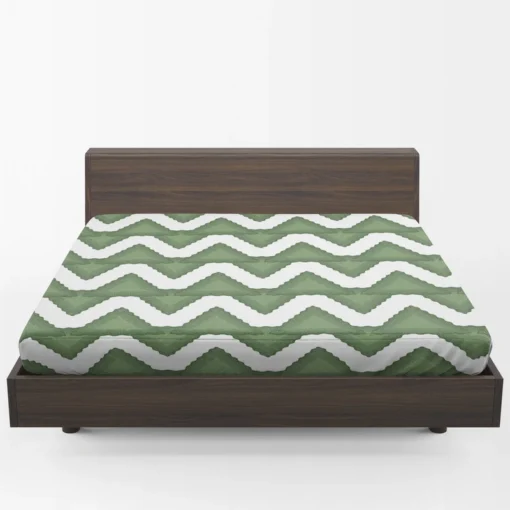 Green Wavy Chevron Fitted Sheet 1