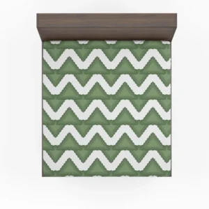 Green Wavy Chevron Fitted Sheet