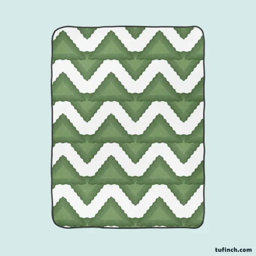 Green Wavy Chevron Fleece Blanket 1