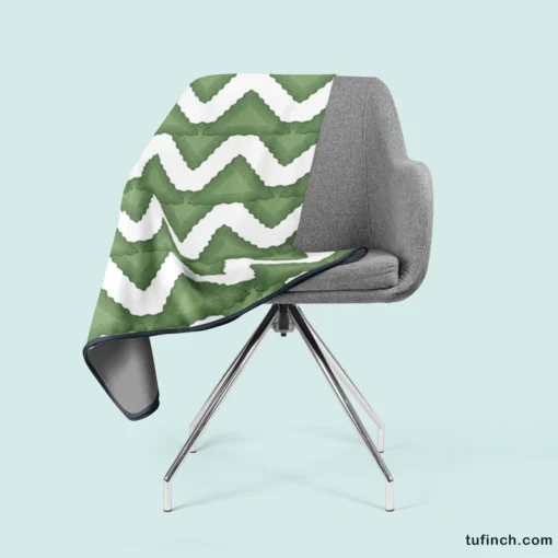 Green Wavy Chevron Fleece Blanket 2