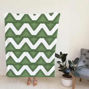 Green Wavy Chevron Fleece Blanket