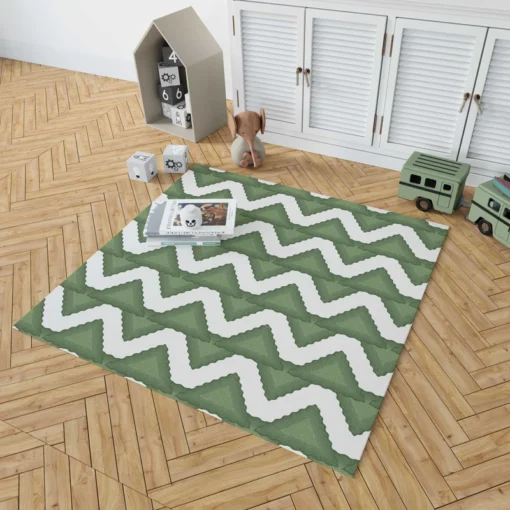 Green Wavy Chevron Rug 1