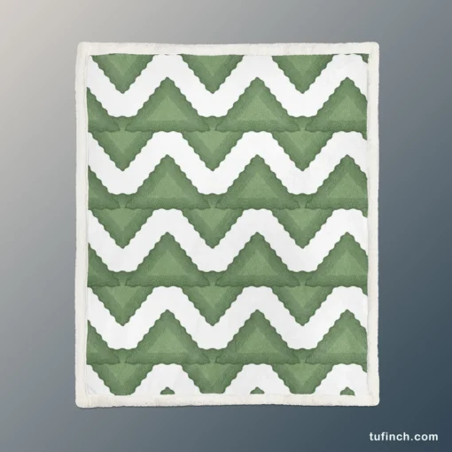 Green Wavy Chevron Sherpa Fleece Blanket 1