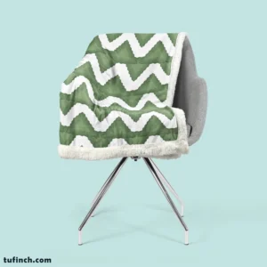 Green Wavy Chevron Sherpa Fleece Blanket 2