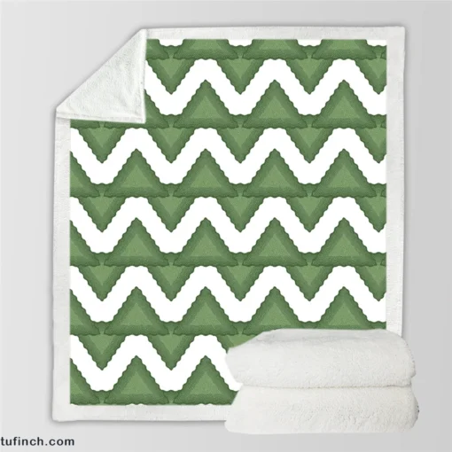 Green Wavy Chevron Sherpa Fleece Blanket