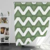 Green Wavy Chevron Shower Curtain