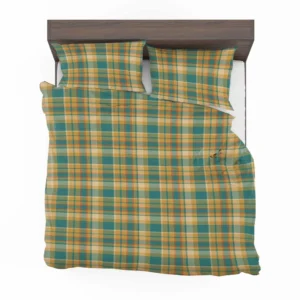 Green Yellow Checkered Stripes Pattern Bedding Set 2