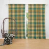 Green Yellow Checkered Stripes Pattern Curtain