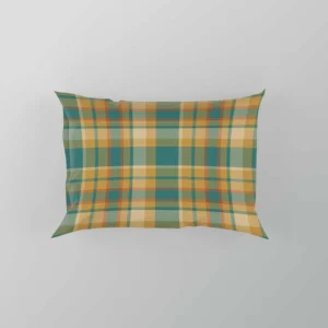 Green Yellow Checkered Stripes Pattern Pillow Case