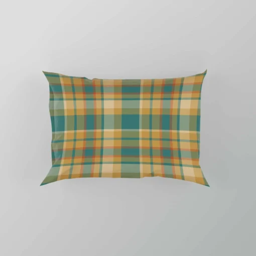 Green Yellow Checkered Stripes Pattern Pillow Case