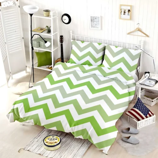 Green Zigzag Pattern Bedding Set