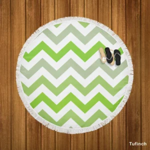 Green Zigzag Pattern Round Beach Towel