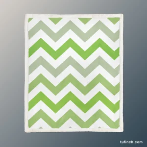 Green Zigzag Pattern Sherpa Fleece Blanket 1