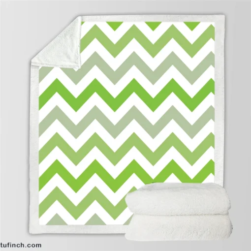 Green Zigzag Pattern Sherpa Fleece Blanket