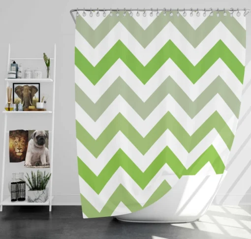 Green Zigzag Pattern Shower Curtain