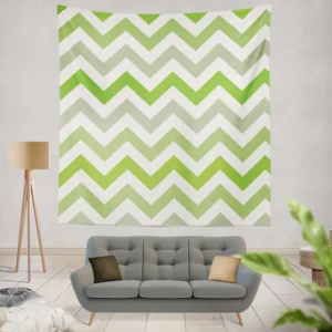 Green Zigzag Pattern Wall Tapestry