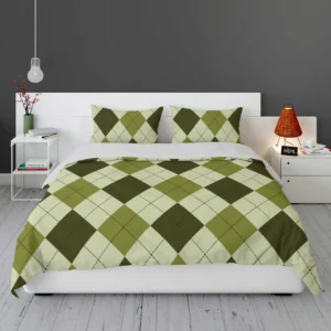 Greenish Diamond Style Argyle Pattern Bedding Set 1