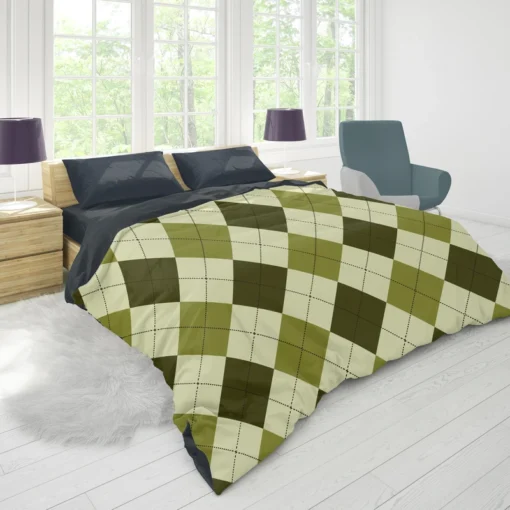 Greenish Diamond Style Argyle Pattern Duvet Cover 1