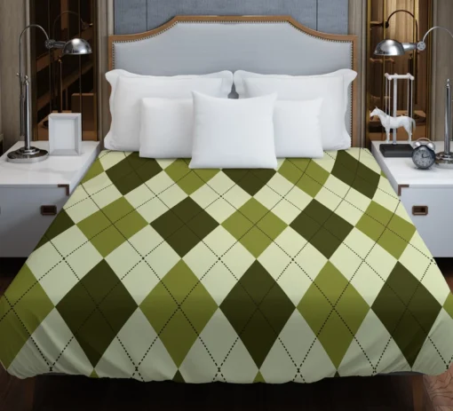 Greenish Diamond Style Argyle Pattern Duvet Cover