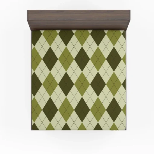 Greenish Diamond Style Argyle Pattern Fitted Sheet