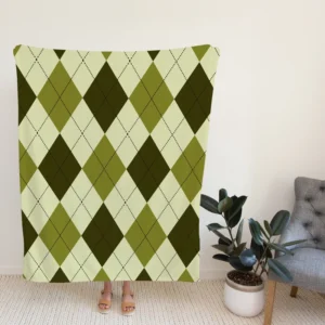 Greenish Diamond Style Argyle Pattern Fleece Blanket