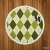 Greenish Diamond Style Argyle Pattern Round Beach Towel