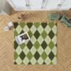 Greenish Diamond Style Argyle Pattern Rug