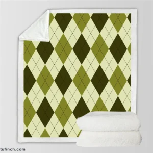 Greenish Diamond Style Argyle Pattern Sherpa Fleece Blanket