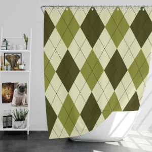 Greenish Diamond Style Argyle Pattern Shower Curtain