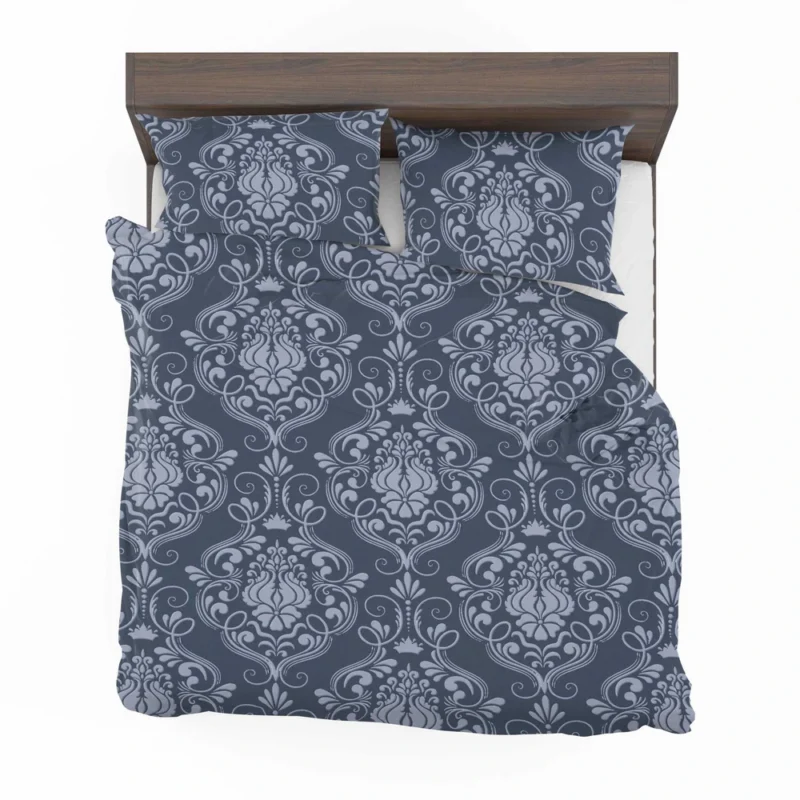 Grey Chateau Damask Smalt Blue Bedding Set 2