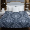 Grey Chateau Damask Smalt Blue Duvet Cover