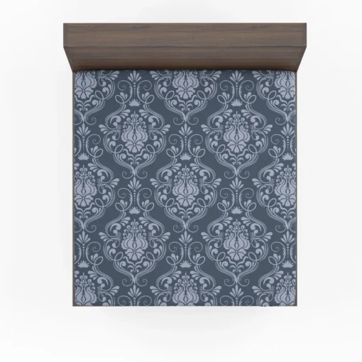 Grey Chateau Damask Smalt Blue Fitted Sheet